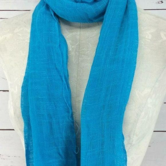 Berkshire Fashions blue sheer lightweight Wrap accessory Scarf 18x64 - Picture 3 of 5